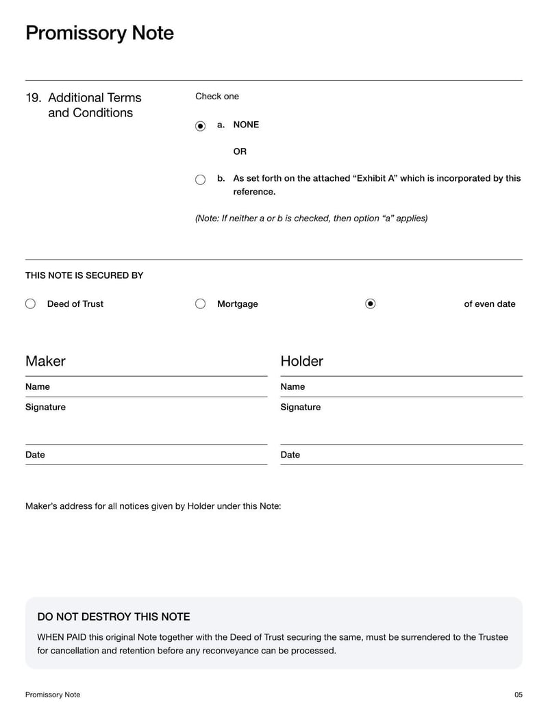 Large thumbnail of Promissory Note Template