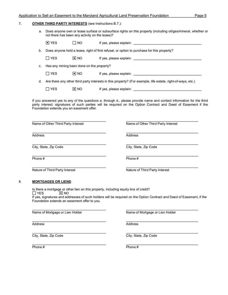 Large thumbnail of Application to Sell an Easement Form - May 2014