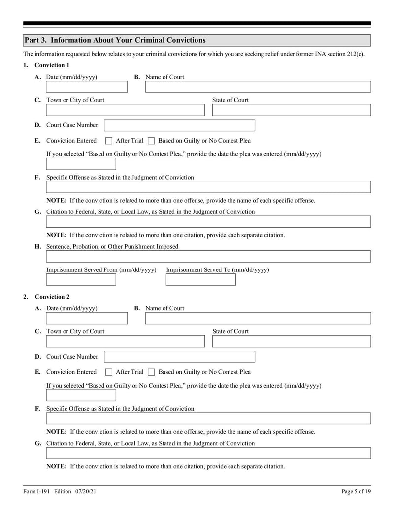 Large thumbnail of Form I-191 - Jul 2021