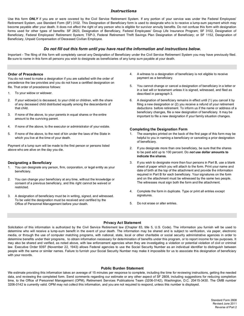 Large thumbnail of Standard Form 2808 - Mar 2012