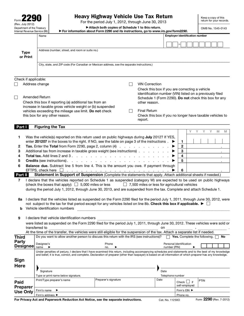 Large thumbnail of Form 2290 - Jul 2012