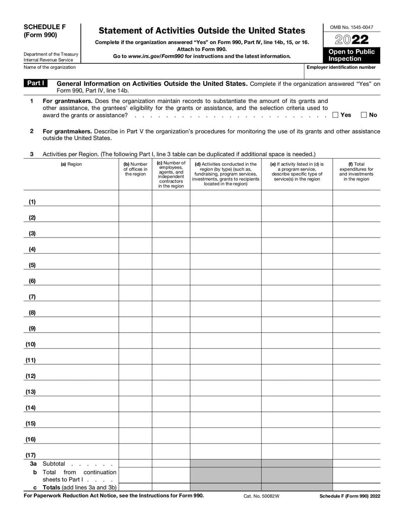Large thumbnail of Schedule F (Form 990) - Jan 2022