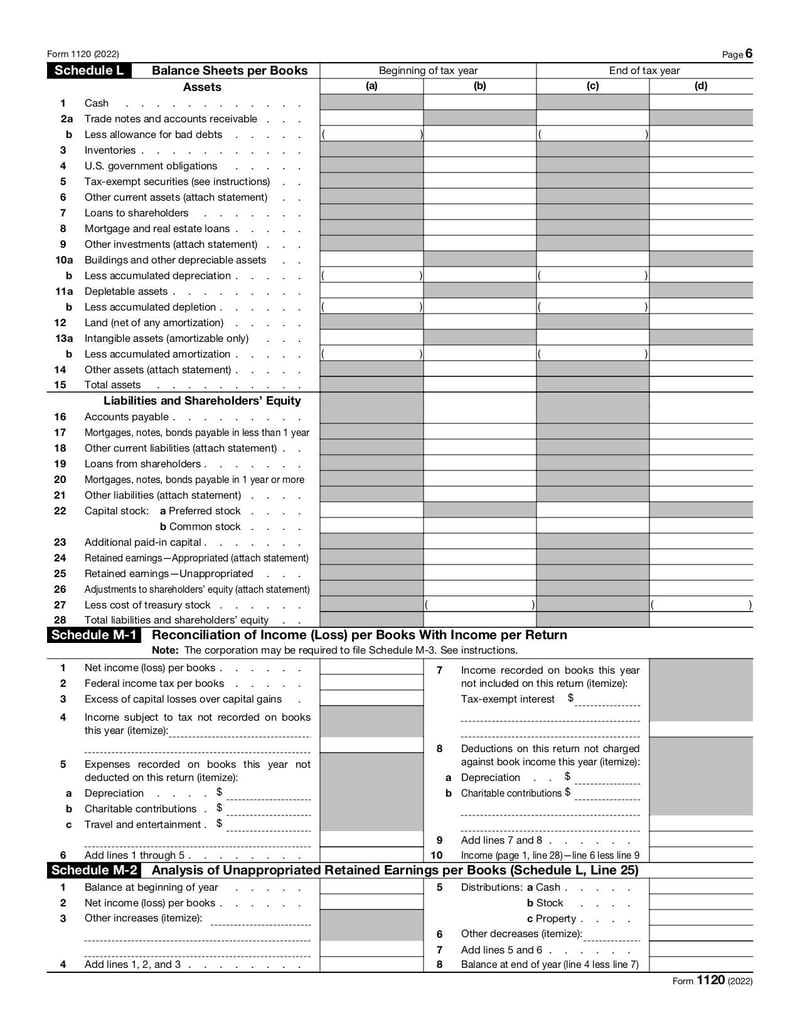 Large thumbnail of Form 1120 - Jan 2022