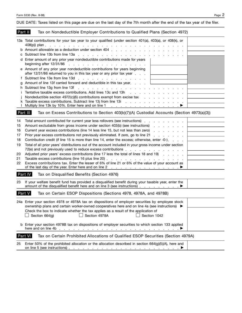 Large thumbnail of Form 5330 - Aug 1998