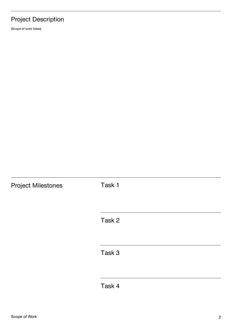 Scope of work document for contractors outlining project tasks and deliverables