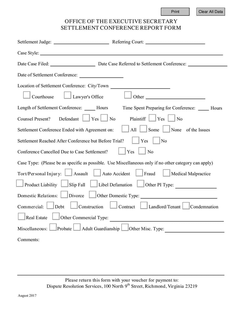 Large thumbnail of OES Settlement Conference Report Form - Aug 2017