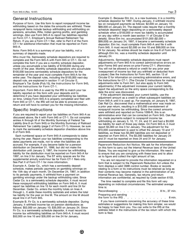 Large thumbnail of Form 945-A - Oct 1997