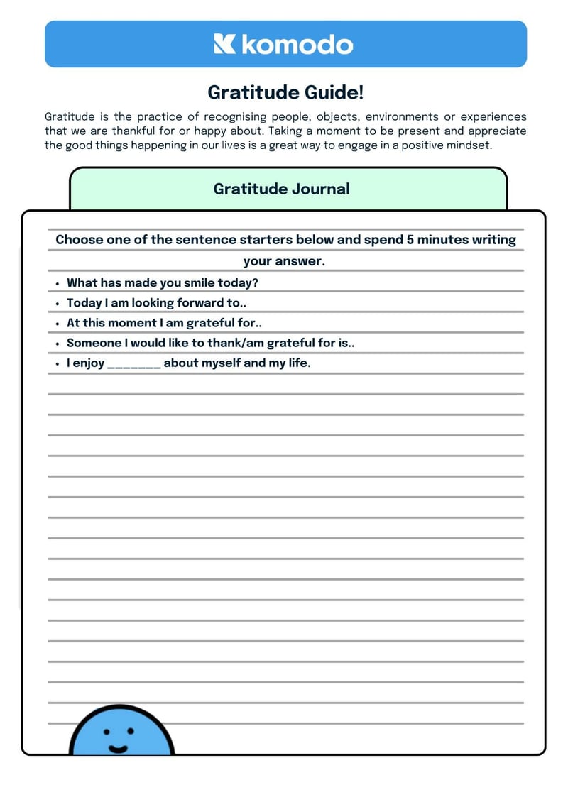 Gratitude Journal Worksheet | Lumin Education