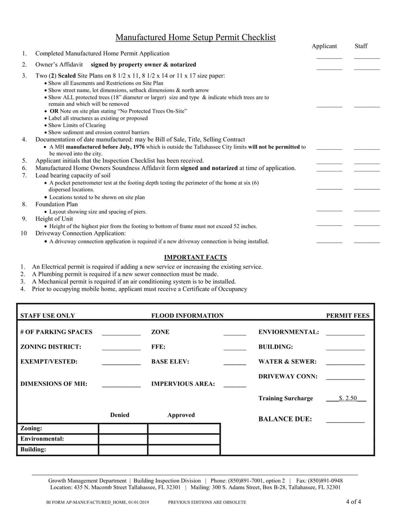 Large thumbnail of Manufactured Home Setup Permit Checklist