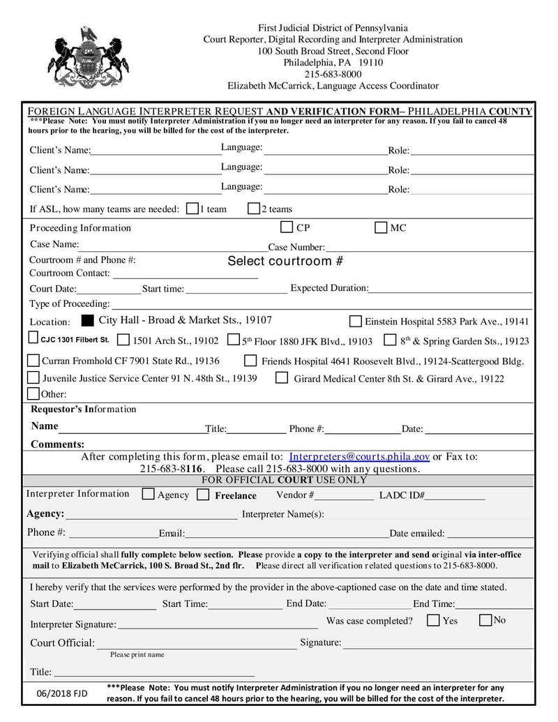Large thumbnail of Interpreter Request Form (English) - Jul 2018