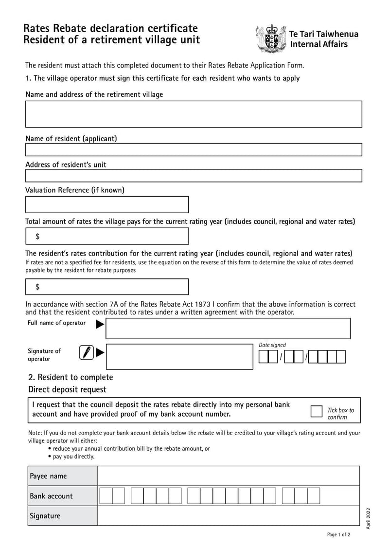 Large thumbnail of Retirement Village Resident Rates Rebates Certificate - Jul 2023