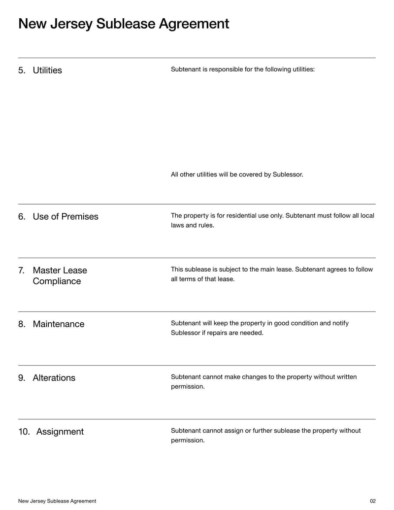 Sublease Agreement New Jersey for subletting property in New Jersey