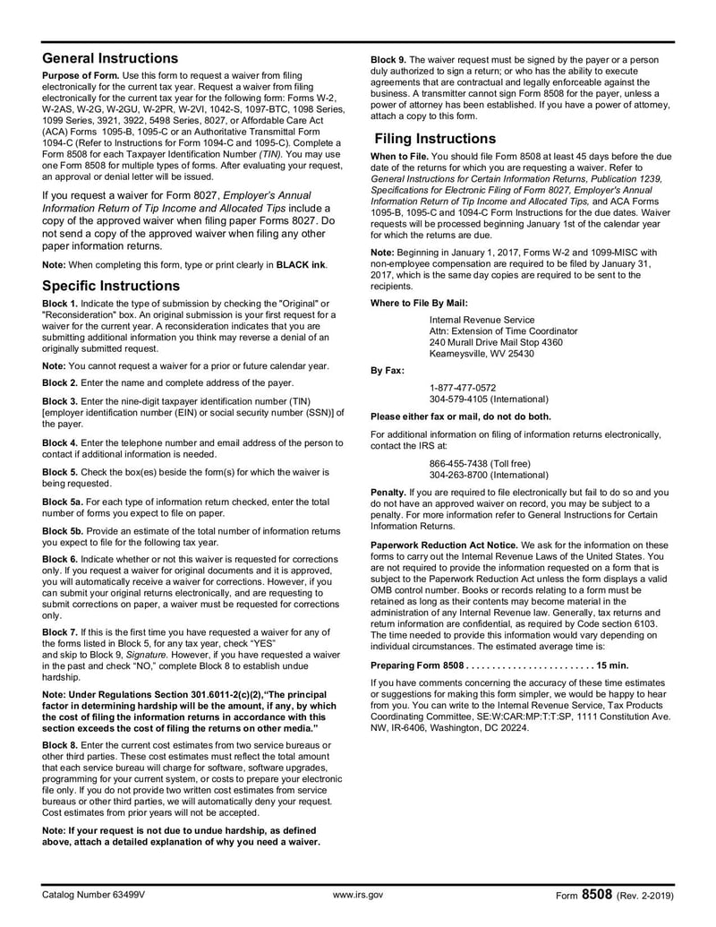 Large thumbnail of Form 8508 - Feb 2019