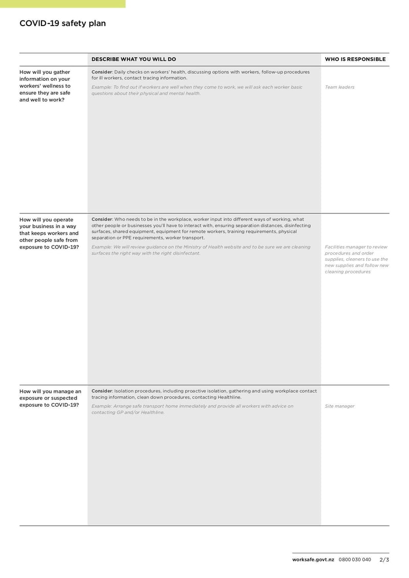 Large thumbnail of COVID-19 Safety Plan Form - Mar 2021