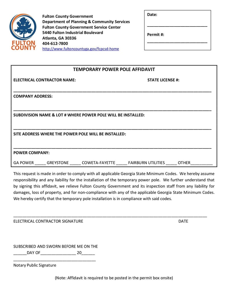 Large thumbnail of Temporary Power Pole Affidavit - Nov 2019