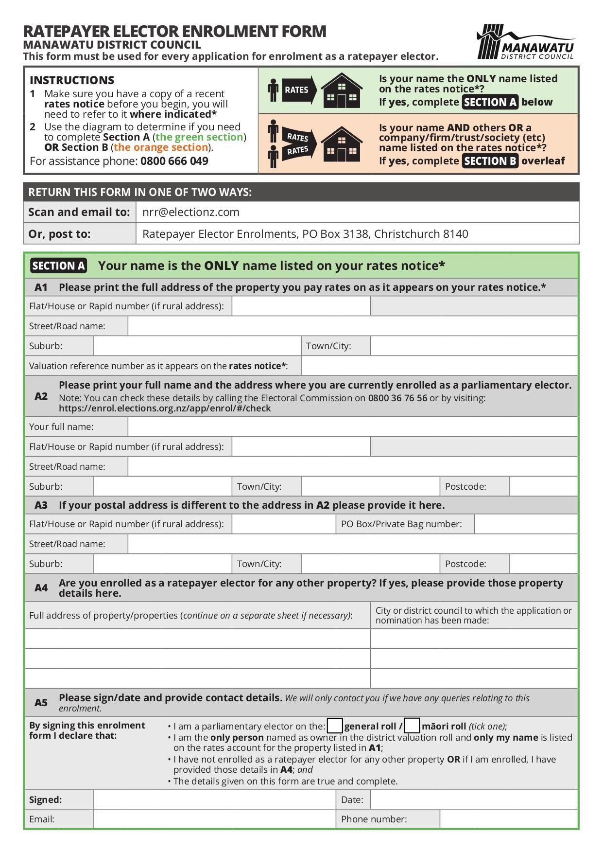 Ratepayer Enrolment Form | Fill and sign online with Lumin