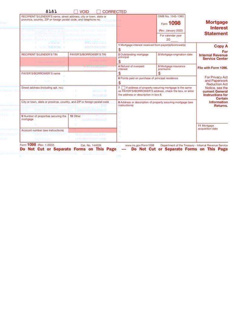Large thumbnail of Form 1098 - Jan 2022