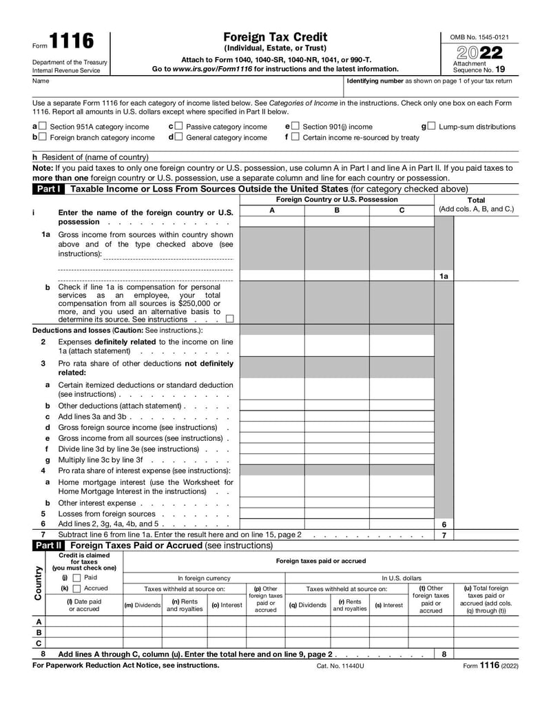 Large thumbnail of Form 1116 - Jan 2022