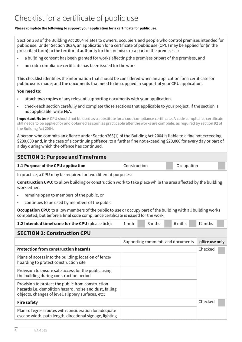 Large thumbnail of BAM 015 Certificate for Public Use Application Form - Jan 2022