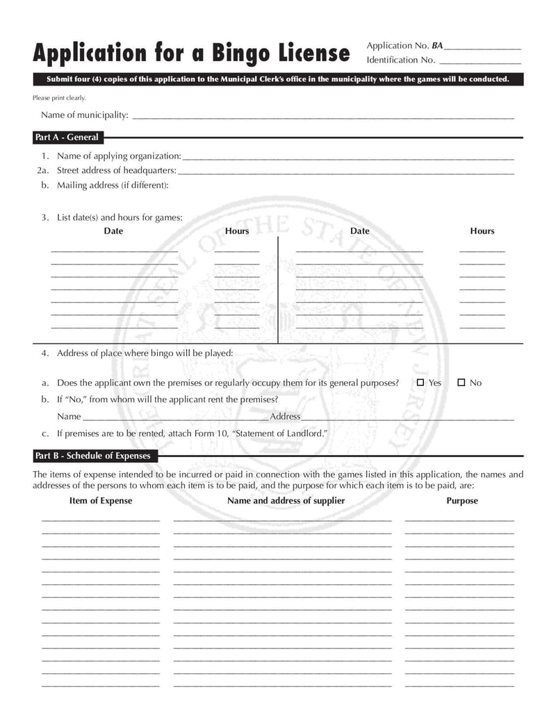 Large thumbnail of Application for a Bingo License - Mar 2016