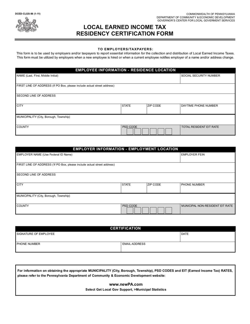Large thumbnail of Form DCED-CLGS-06 - Mar 2011