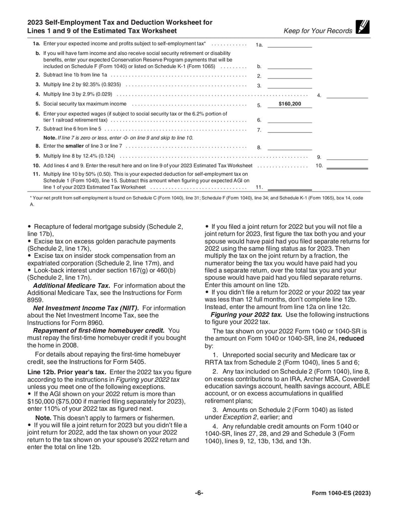 Large thumbnail of Form 1040-ES - Jan 2023