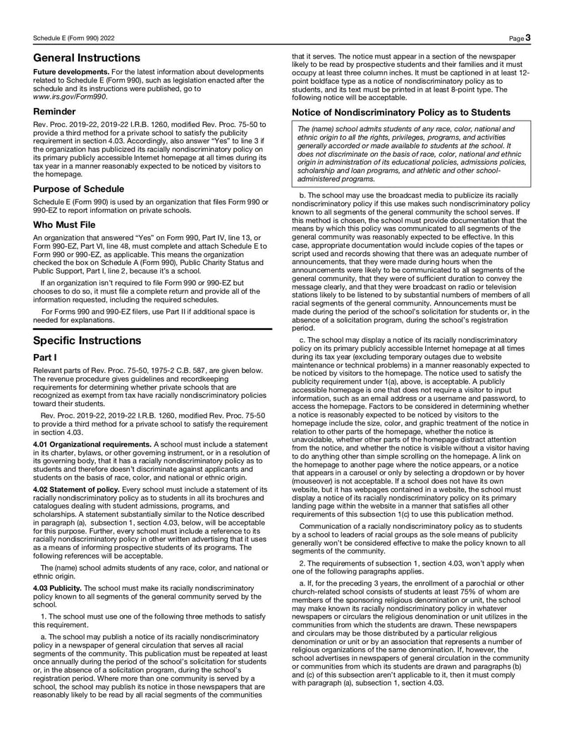 Large thumbnail of Schedule E (Form 990) - Oct 2022