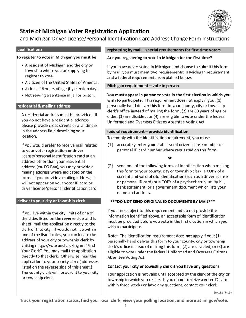Large thumbnail of State of Michigan Voter Registration Application