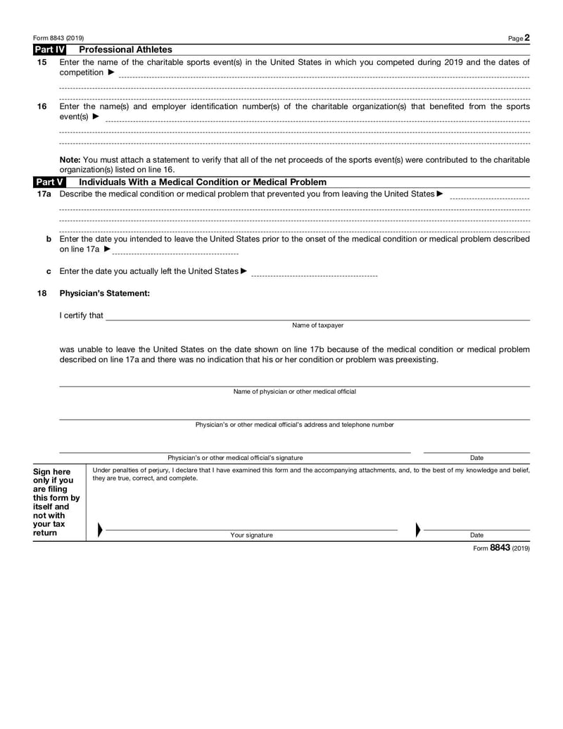 Large thumbnail of Form 8843 - Nov 2019