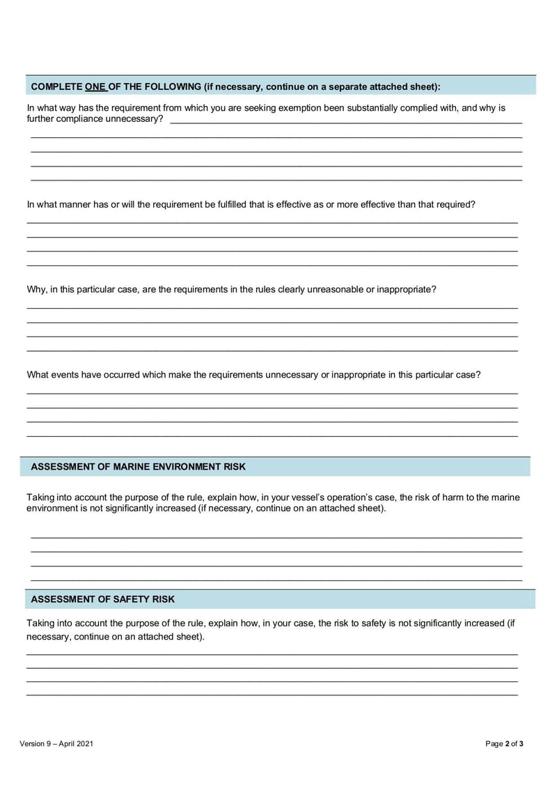 Large thumbnail of Exemption Form Maritime Rules - Apr 2021
