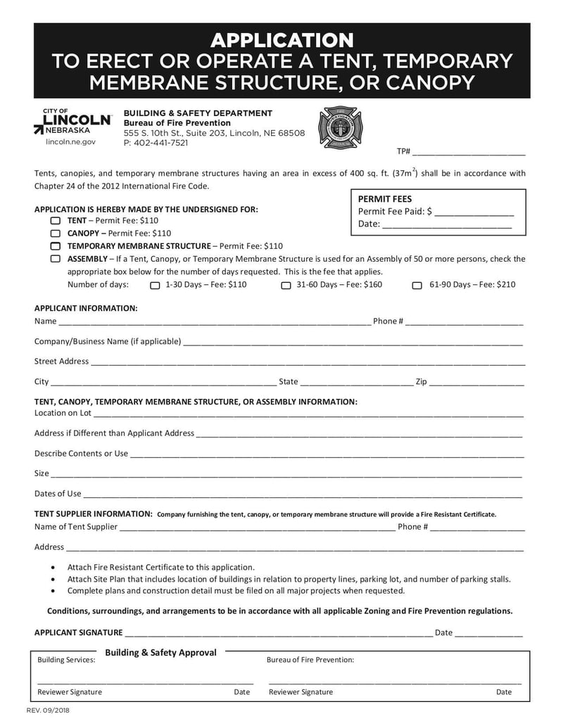 Large thumbnail of Application Form to Erect or Operate a Tent - Jan 2020