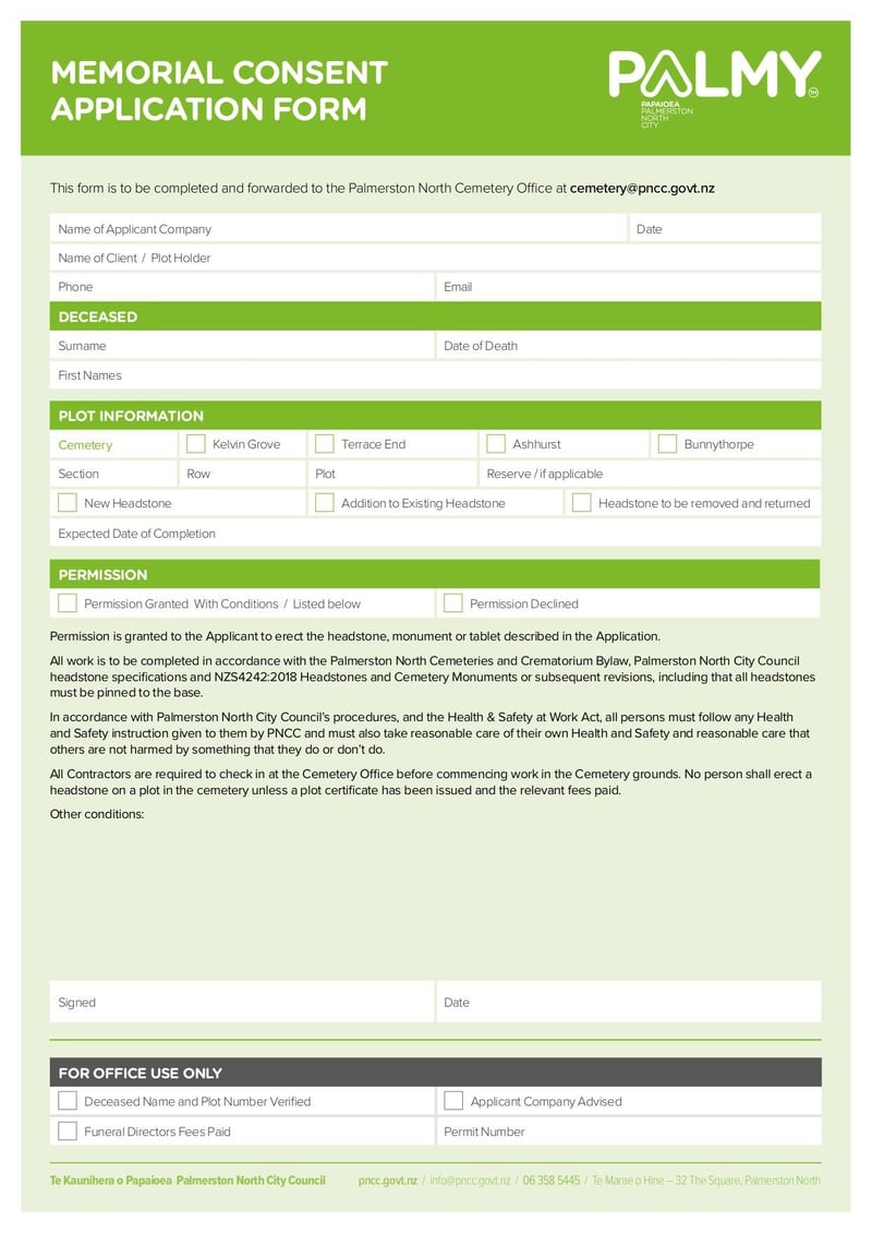 Large thumbnail of Memorial Consent Application Form - Sep 2021