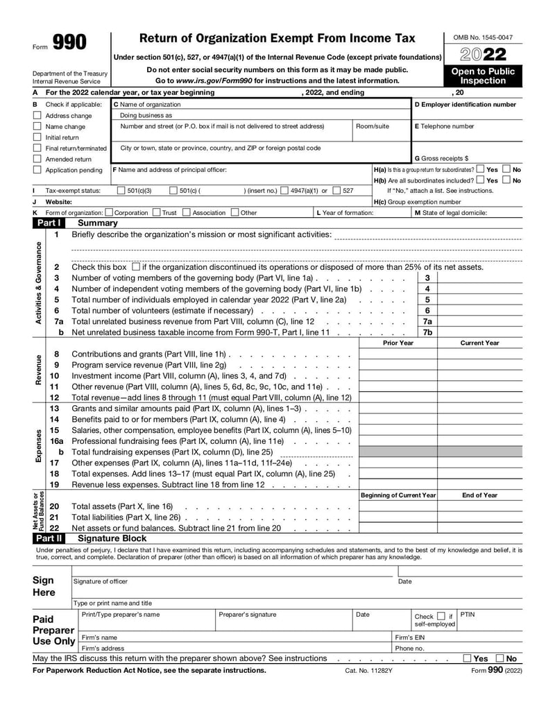 Thumbnail of Form 990 - Dec 2022 - page 0