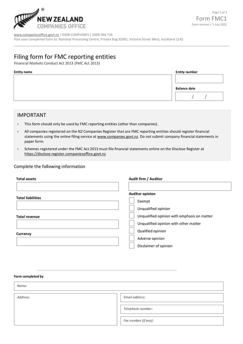 Large thumbnail of Form FMC 1 - Jul 2022