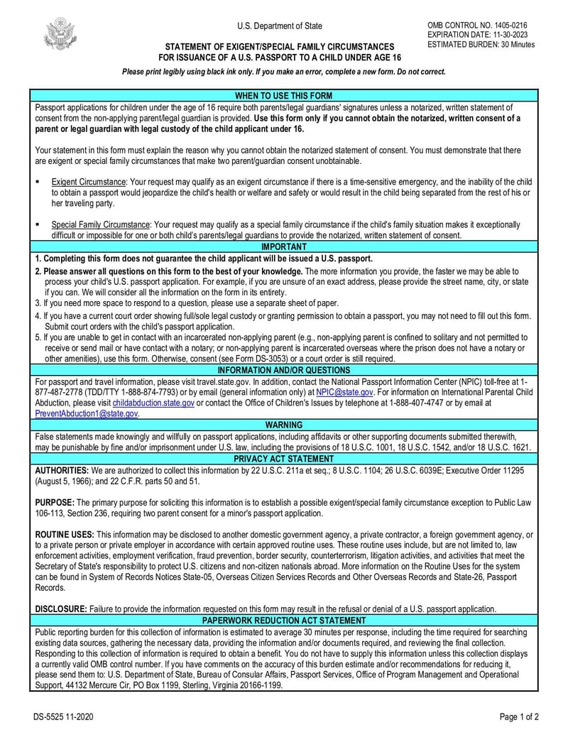 Large thumbnail of Form DS-5525 - Nov 2020
