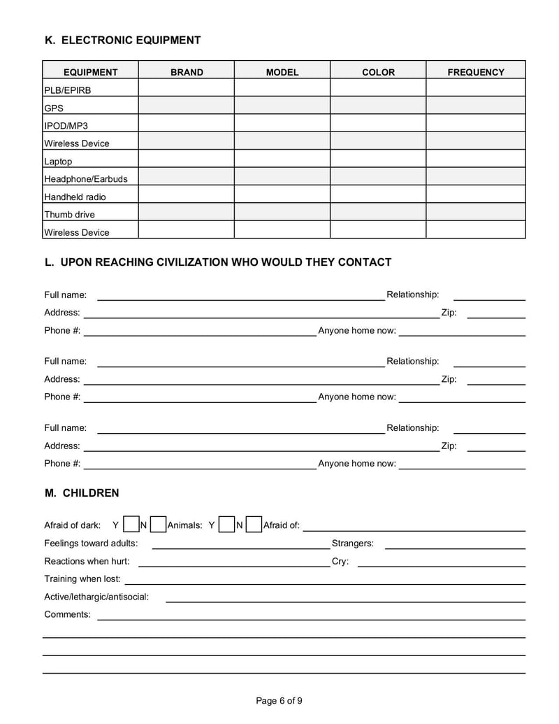 Large thumbnail of Lost Person Questionnaire - Nov 2014