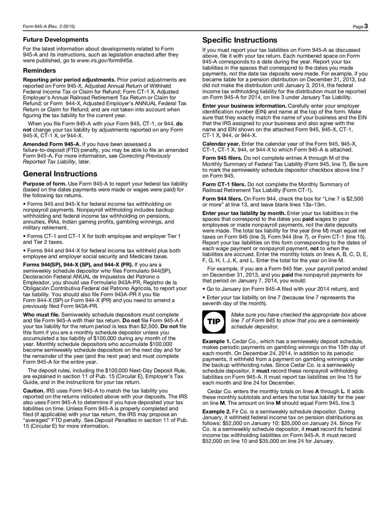 Large thumbnail of Form 945-A - Feb 2015