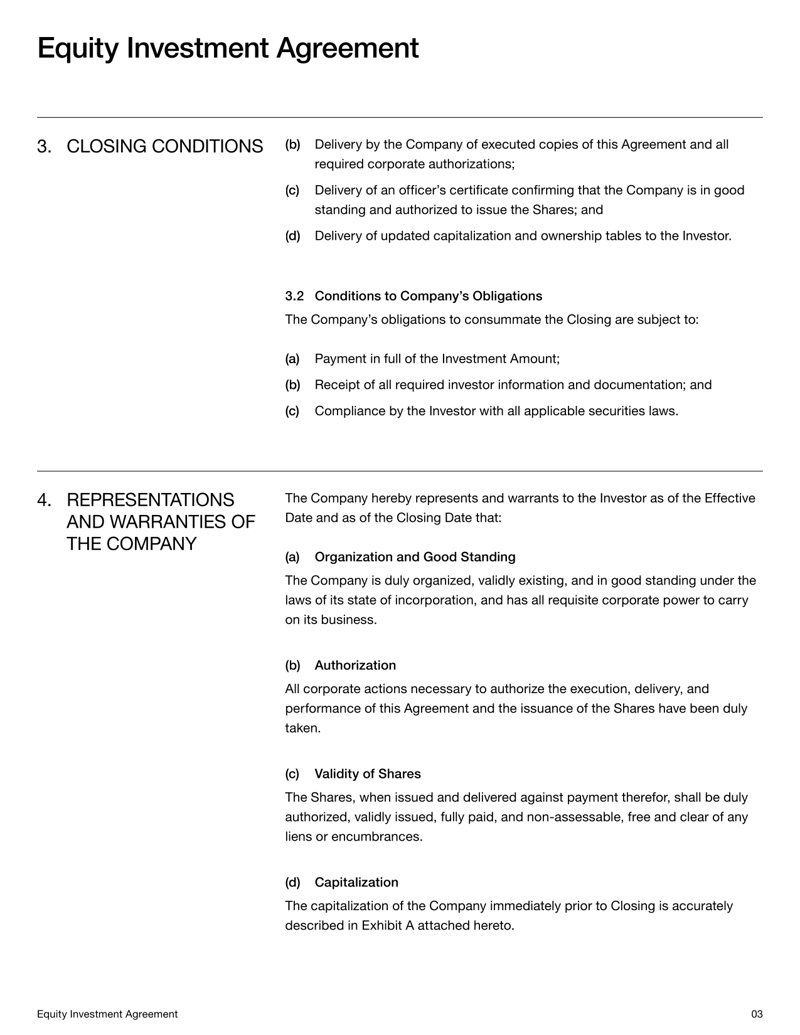 Equity Investment Agreement covering investor rights, share issuance and payment terms