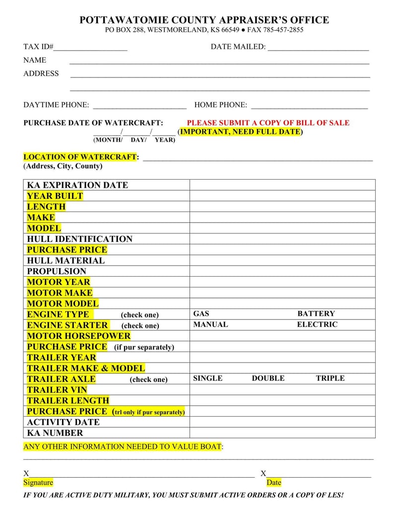 Large thumbnail of Pottawatomie County Watercraft Report Form
