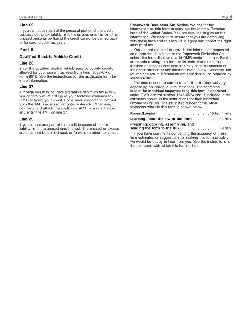 Large thumbnail of Form 8834 - Jan 2010