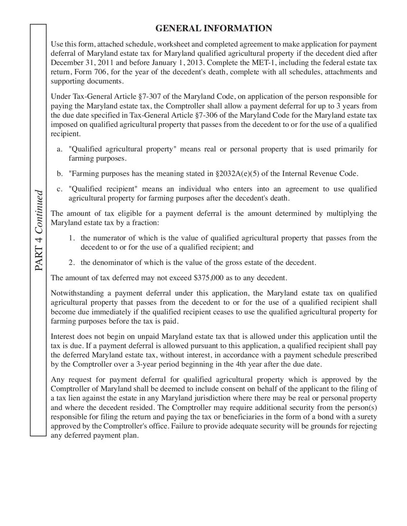 Large thumbnail of Maryland Estate Tax Return | MET-1DAG - Sep 2012