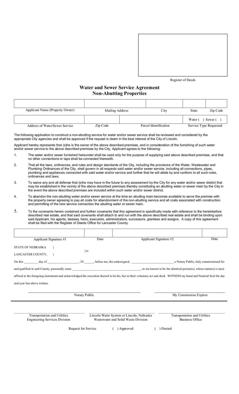 Large thumbnail of Non-Abutting Water or Sewer Application Form - Apr 2020