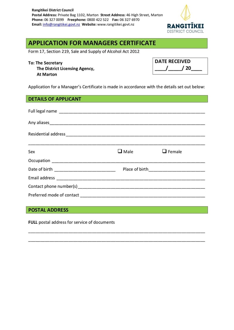 Large thumbnail of Form-17 Application for Managers Certificate - Jan 2019