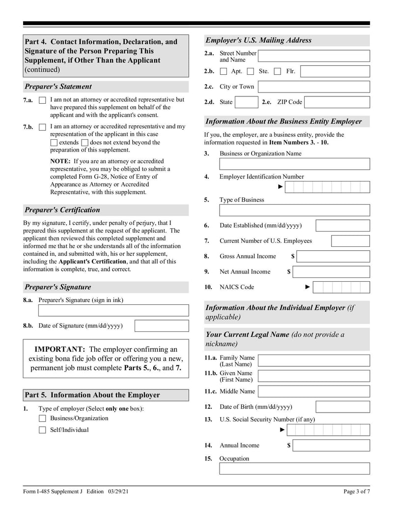 Large thumbnail of Form I-485 Supplement J - Feb 2023