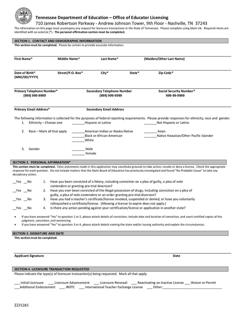 Large thumbnail of Adjunct Teacher License Application - Jun 2020