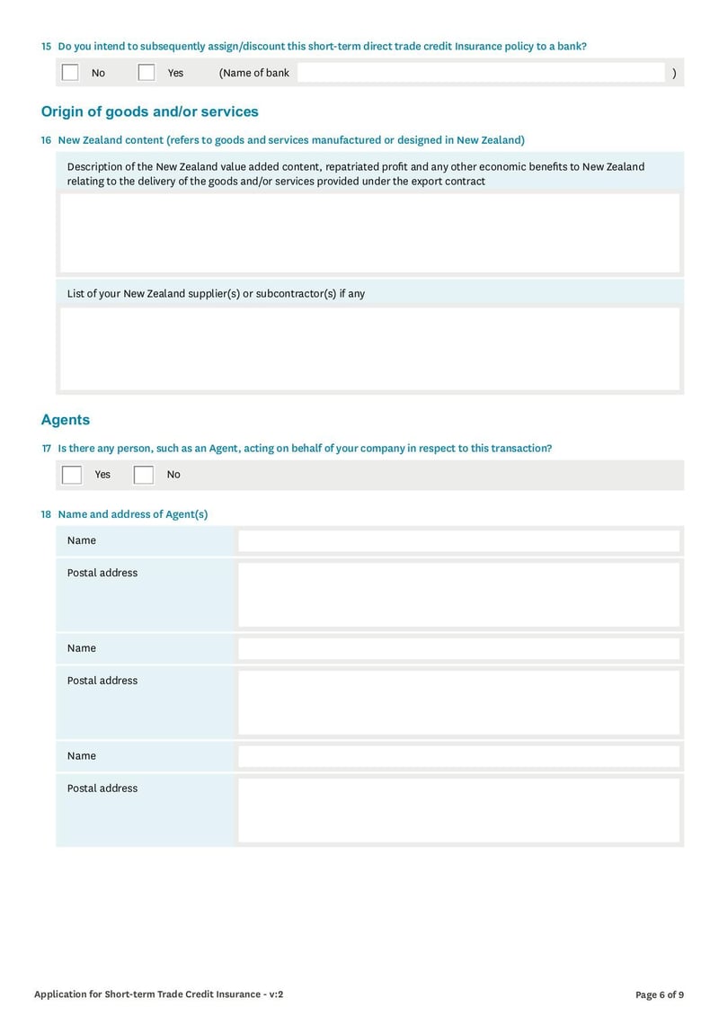 Large thumbnail of Application Form for Short-Term Trade Credit Insurance - Apr 2020