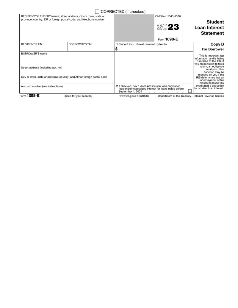 Large thumbnail of Form 1098-E - Jan 2023