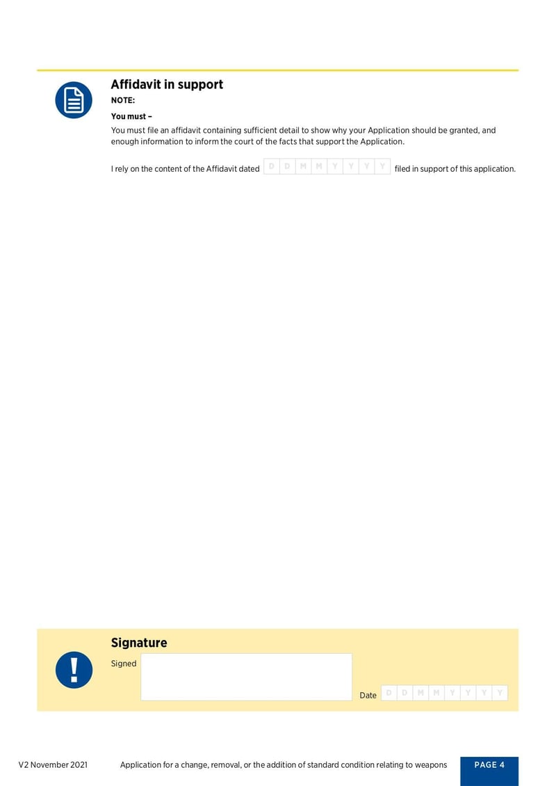 Large thumbnail of Application for Change of Conditions Relating to Weapons - May 2021