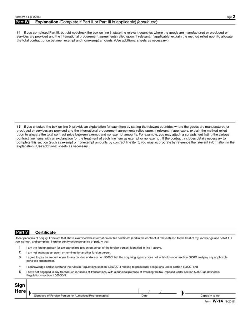 Large thumbnail of Form W-14 - Aug 2016