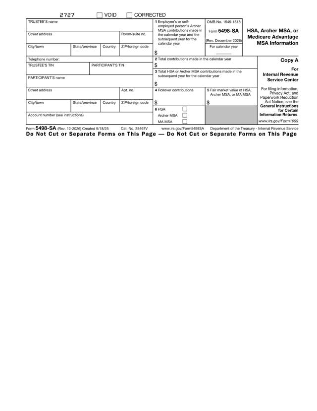 Form 5498-SA | Fill and sign online with Lumin